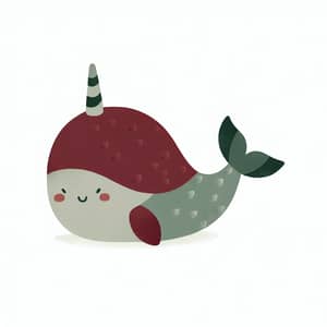 Charming Cartoon Narwhal in Scandinavian Style