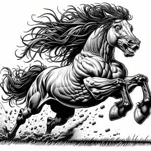 Powerful Horse Sprinting Across Open Field