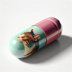 Realistic Colorful Gelatine Capsule with Cat Design