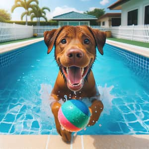 Playful Dog Splashing in Pool - Fun Moments