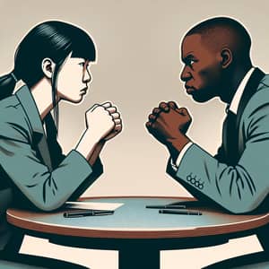 Diverse Woman and Man Conflict Illustration