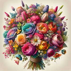 Vibrant Floral Bouquet Watercolor Painting