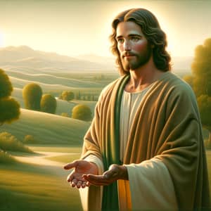 Tranquil Depiction of Jesus Christ | Divine Blessing in Nature
