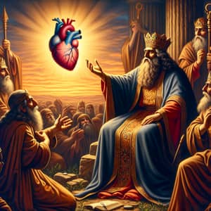 Ancient King Communicates with Divine Heart - Artistic Depiction