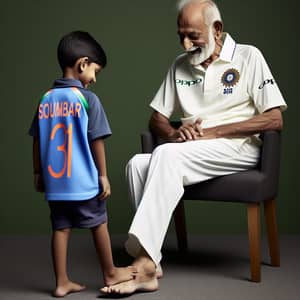 Indian Cricketer Blessing Young Boy | Dhoni Name Shirt