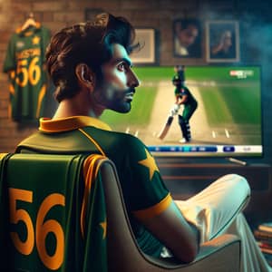 Intense Pakistani Sports Fan Watching Cricket Match | Studio Portrait