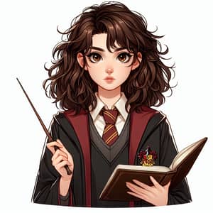 Young Female Wizard in Gryffindor School Uniform