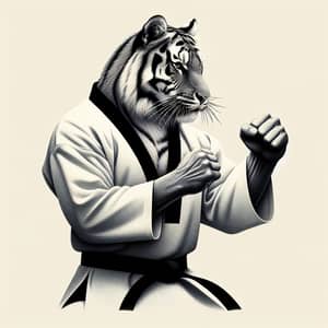 Tiger Taekwondo Stance: Fierce Martial Artist Depiction