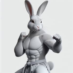 3D Animated Rabbit in Taekwondo Stance - Martial Arts Pose