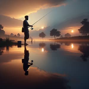 Serene Sunset Fishing Scene | Peaceful Nature 3D Render