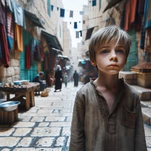 Young Boy Walking in Jerusalem Old City - Emotional Scene
