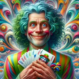 Whimsical Joker Playing Card Character Art
