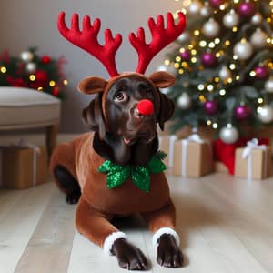 Festive Christmas Labrador Retriever Costume | Holiday Reindeer Dog