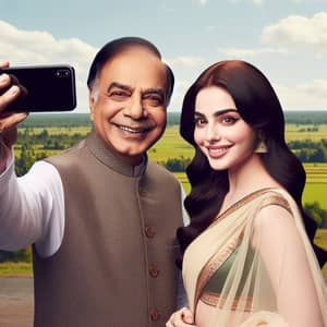 South Asian Male Politician Taking Selfie with Renowned Female Singer