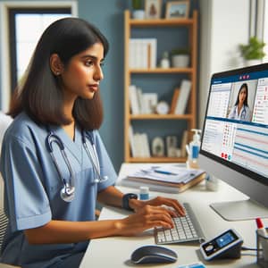 South Asian Female Nurse in Telehealth Session | Remote Patient Monitoring