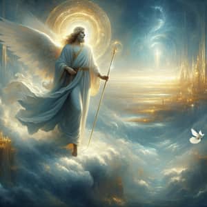Divine Figure on Cloud | Ethereal Sanctity and Goodness