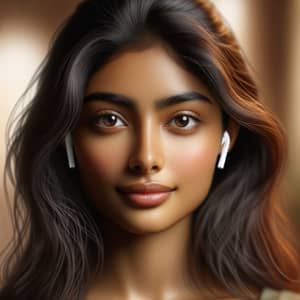 Young South Asian Woman Portrait with AirPods Pro