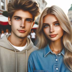 Blonde-Haired Couple: Romantic Photo of a Young Man and Woman