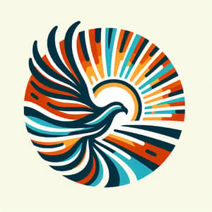 Soaring Eagle and Rising Sun Abstract Logo Design