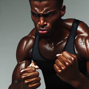 Intense African American Athlete Shows Frustration and Determination