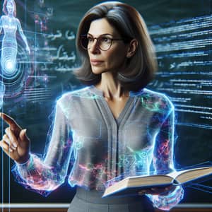 Futuristic Holographic Teacher Engaging Students