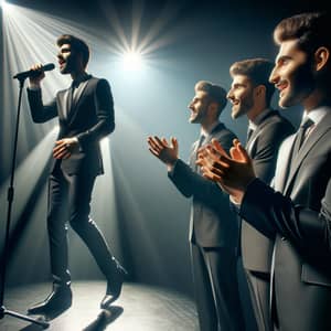 Passionate Middle-Eastern Man Singing on Stage | Concert Excitement