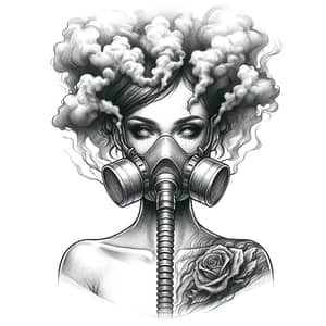 Respiratory Mask Tattoo Design | Smoke Billowing Art
