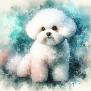 Delicate Watercolor Painting of Bichon Frise