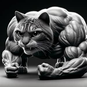 Muscular Cat Ready for Playful Skirmish