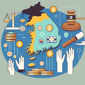 Korean Cryptocurrency Regulations: Minimalistic Design Illustration