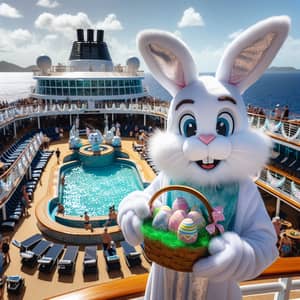 Adorable Easter Bunny on Luxurious Cruise Ship