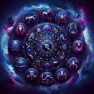 Astrological Signs on Purple Blue Background