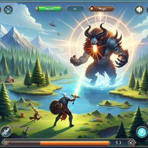 Fantasy MMORPG Battle Scene: Hero vs. Mythical Beast