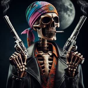 Cool Skeleton with Guns: Intriguing and Mysterious Character