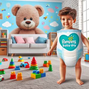 Adorable Child in Pampers Baby Dry Diapers | Happy Playtime Imagery