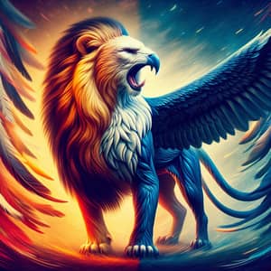 Majestic Lion Eagle Creature in Vivid Colors