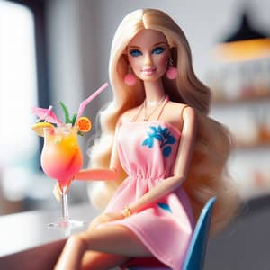Summer Barbie Doll in Pink Dress Enjoying Fruit Punch | Website Name