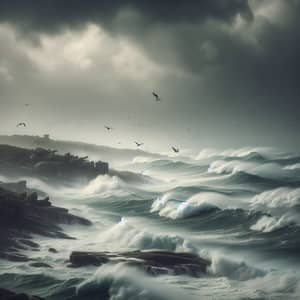 Turbulent Sea in Brittany, France