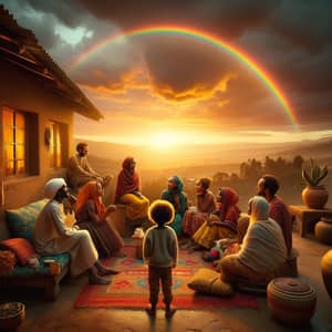 Golden Twilight in Ethiopia: Captivating Rainbow Scene