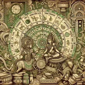 Vedic Astrology Illustration with Ancient Symbolism