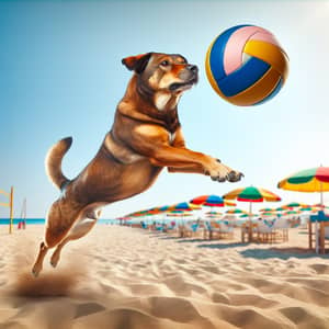 Friendly Dog Playing Beach Volleyball | Fun Pet Activity