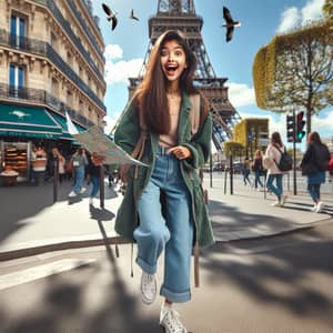 South Asian Teenage Girl Experiencing Paris | Eiffel Tower Sightseeing