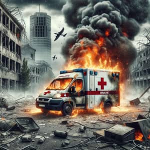 Burning Ambulance: Symbol of Despair in Urban Catastrophe