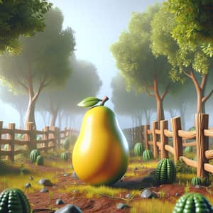 Yellow Avocado Wandering in Forest - Pixar Style