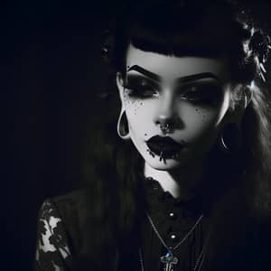 Gothic-Inspired Female Portrait with Dramatic Lighting