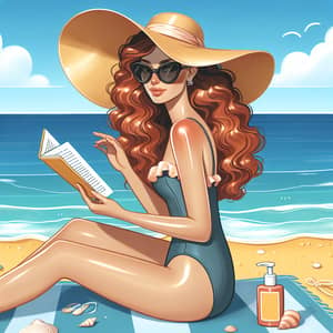 Woman in One-Piece Swimsuit Enjoying Beach Sunbathing