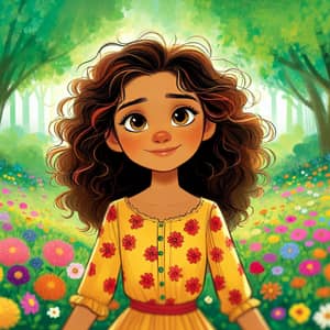Meet Lucy: The Lively Hispanic Girl with Curly Brown Hair and Twinkling Hazel Eyes