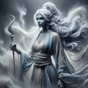 Mystical Half-Genie Woman Fantasy Scene