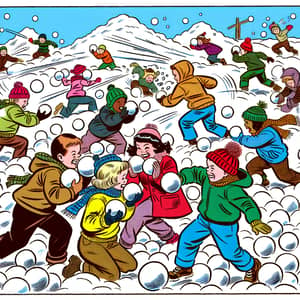 Colorful Winter Snowball Fight | Diverse Children Playing Outdoors