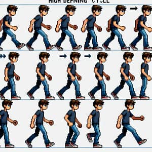 Teen Male Pixel Art Spritesheet for Walking Animation
